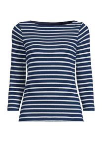 LANDS' END Gestreiftes Baumwollshirt mit 3/4-&Auml;rmeln f&uuml;r Damen in Plus-Gr&ouml;&szlig;e, Damen, size: plus, Blau, Baumwolle, by Lands' End