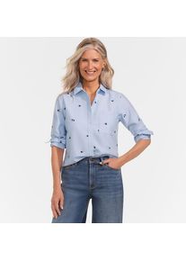 LANDS' END Verk&uuml;rzte Oxfordbluse f&uuml;r Damen, Damen, size: regular, Blau, Baumwolle, by Lands' End