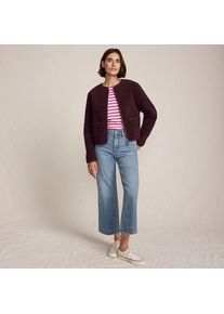 LANDS' END Kragenlose Sherpa-Fleecejacke f&uuml;r Damen, Damen, size: regular, Rot, Polyester/Polyester-Mischung, by Lands' End
