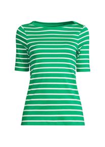 LANDS' END Supima-Shirt aus Baumwolle mit U-Boot-Ausschnitt f&uuml;r Damen, Damen, size: regular, Gr&uuml;n, Baumwolle, by Lands' End