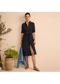 LANDS' END Leinen-Midikleid f&uuml;r Damen, Damen, size: regular, Schwarz, by Lands' End