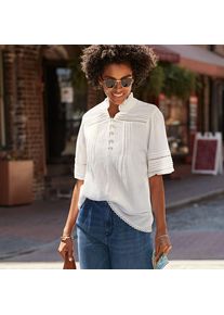LANDS' END Musselin-Bluse mit Leiterborte f&uuml;r Damen, Damen, size: regular, Elfenbein, Baumwolle, by Lands' End