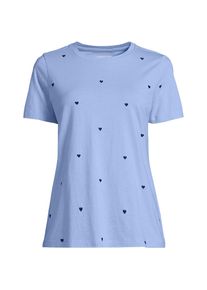 LANDS' END Supima Kurzarm-Shirt mit rundem Ausschnitt f&uuml;r Damen, Damen, size: regular, Blau, Baumwolle, by Lands' End