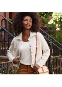 LANDS' END Strukturierte Strickjacke im Couture-Stil f&uuml;r Damen, Damen, size: regular, Elfenbein, Polyacryl/Polyester-Mischung, by Lands' End