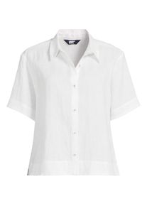LANDS' END Premium Reinleinen-Hemd mit kurzen &Auml;rmeln f&uuml;r Damen in Plus-Gr&ouml;&szlig;e, Damen, size: plus, Wei&szlig;, Leinen, by Lands' End