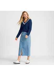 LANDS' END Soft Denim Bleistift-Midirock f&uuml;r Damen, Damen, size: regular, Blau, Elasthan/Baumwoll-Mischung, by Lands' End
