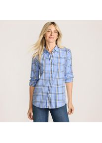 LANDS' END Boyfriend-Bluse aus Flanell f&uuml;r Damen in Petite-Gr&ouml;&szlig;e, Damen, size: petite, Blau, Baumwolle, by Lands' End