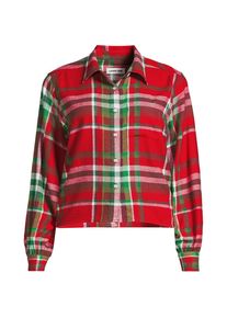 LANDS' END Verk&uuml;rzte Flanellbluse f&uuml;r Damen in Plus-Gr&ouml;&szlig;e, Damen, size: plus, Rot, Baumwolle, by Lands' End