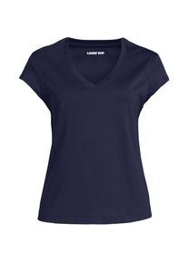 LANDS' END Supima-Shirt mit V-Ausschnitt und Kapp&auml;rmeln f&uuml;r Damen in Plus-Gr&ouml;&szlig;e, Damen, size: plus, Blau, Baumwolle, by Lands' End