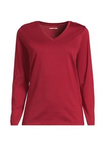 LANDS' END Supima&reg; Langarm-Shirt mit V-Ausschnitt f&uuml;r Damen, Damen, size: regular, Rot, Baumwolle, by Lands' End