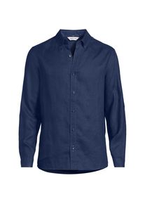 LANDS' END Hemd aus reinem Leinen mit Roll&auml;rmeln f&uuml;r Herren, Herren, size: regular, Blau, Leinen, by Lands' End