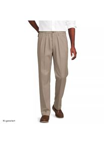 LANDS' END CLASSIC COMFORT. B&uuml;gelleichte Chino mit Bundfalten f&uuml;r Herren, Herren, size: regular, Beige, Baumwolle, by Lands' End