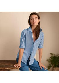 LANDS' END Premium Reinleinen-Bluse f&uuml;r Damen in Petite-Gr&ouml;&szlig;e, Damen, size: petite, Blau, Leinen, by Lands' End