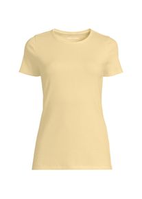 LANDS' END Feinripp-Shirt mit Rundhalsausschnitt und kurzen &Auml;rmeln f&uuml;r Damen, Damen, size: regular, Gelb, Baumwolle/Elasthan, by Lands' End