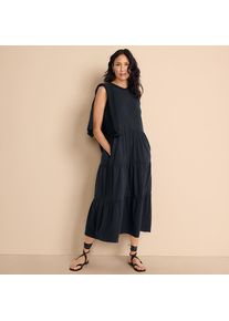 LANDS' END Maxi-Baumwollkleid aus Flammgarn f&uuml;r Damen in Petite-Gr&ouml;&szlig;e, Damen, size: petite, Schwarz, Baumwolle, by Lands' End