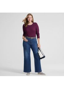 LANDS' END Langarmshirt aus mikrofeinem Baumwollripp f&uuml;r Damen in Plus-Gr&ouml;&szlig;e, Damen, size: plus, Lila, Baumwolle/Elasthan, by Lands' End