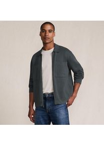 LANDS' END Feinstrick-Cardigan mit Rei&szlig;verschluss f&uuml;r Herren, Herren, size: regular, Grau, Baumwolle, by Lands' End