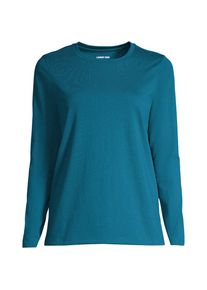 LANDS' END Supima-Shirt, Langarm in Plus-Gr&ouml;&szlig;e, Damen, size: plus, Blau, Baumwolle, by Lands' End