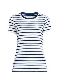 LANDS' END Supima Kurzarm-Shirt mit rundem Ausschnitt f&uuml;r Damen, Damen, size: regular, Blau, Baumwolle, by Lands' End