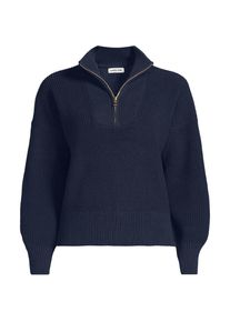 LANDS' END Stehkragenpullover mit Rei&szlig;verschluss DRIFTER f&uuml;r Damen, Damen, size: regular, Blau, Baumwolle, by Lands' End