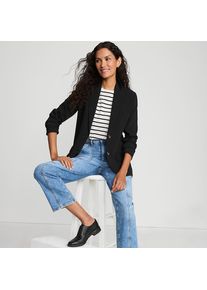 LANDS' END Blazer aus Cr&ecirc;pe f&uuml;r Damen, Damen, size: regular, Schwarz, Polyester, by Lands' End