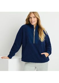 LANDS' END Teddy-Pullover mit Rei&szlig;verschluss f&uuml;r Damen, Damen, size: regular, Blau, Polyester, by Lands' End