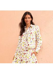 LANDS' END Verk&uuml;rztes Hemd mit R&uuml;schen f&uuml;r Damen, Damen, size: regular, Wei&szlig;, Baumwolle, by Lands' End