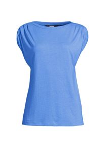 LANDS' END Shirt aus Leinenmix mit U-Boot-Ausschnitt f&uuml;r Damen, Damen, size: regular, Blau, Leinen/Viskose, by Lands' End