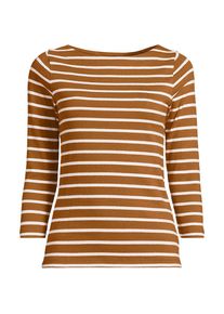 LANDS' END Gestreiftes Baumwollshirt mit 3/4-&Auml;rmeln f&uuml;r Damen in Plus-Gr&ouml;&szlig;e, Damen, size: plus, Braun, Baumwolle, by Lands' End