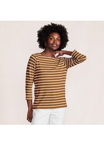 LANDS' END Gestreiftes Baumwollshirt mit 3/4-&Auml;rmeln f&uuml;r Damen in Petite-Gr&ouml;&szlig;e, Damen, size: petite, Braun, Baumwolle, by Lands' End