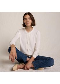 LANDS' END Cardigan mit Perlenverzierung Silk Touch f&uuml;r Damen, Damen, size: regular, Elfenbein, Polyester/Viskose/Polyester-Mischung, by Lands' End