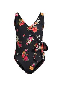 LANDS' END Badeanzug mit seitlichem Bindeband, hohes Bein f&uuml;r Damen in Plus-Gr&ouml;&szlig;e, Damen, size: plus, Schwarz, by Lands' End