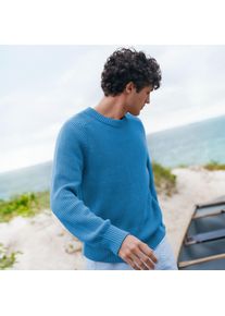 LANDS' END Drifter Strukturstrick-Pullover f&uuml;r Herren, Herren, size: regular, Blau, Baumwolle, by Lands' End