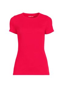 LANDS' END Feinripp-Shirt mit Rundhalsausschnitt und kurzen &Auml;rmeln f&uuml;r Damen, Damen, size: regular, Pink, Baumwolle/Elasthan, by Lands' End