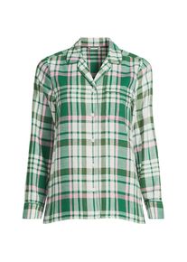 LANDS' END Gemustertes Pyjamahemd aus reinem Baumwoll-Flanell f&uuml;r Damen in Plus-Gr&ouml;&szlig;e, Damen, size: plus, Gr&uuml;n, Baumwolle, by Lands' End
