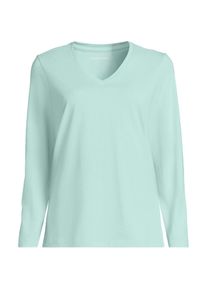 LANDS' END Supima&reg; Langarm-Shirt mit V-Ausschnitt f&uuml;r Damen, Damen, size: regular, Blau, Baumwolle, by Lands' End