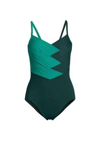 LANDS' END Shape-Badeanzug SLENDER mit Webdetail f&uuml;r Damen, Damen, size: regular, Gr&uuml;n, Elasthan/Nylon-Mischung, by Lands' End