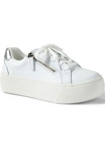 LANDS' END Plateau-Sneaker mit Rei&szlig;verschluss f&uuml;r Damen, Damen, size: regular, Wei&szlig;, Leder, by Lands' End