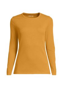 LANDS' END Langarmshirt aus mikrofeinem Baumwollripp f&uuml;r Damen, Damen, size: regular, Gelb, Baumwolle/Elasthan, by Lands' End