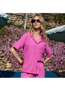 LANDS' END Kurz&auml;rmelige Musselin-Bluse in Petite-Gr&ouml;&szlig;e, Damen, size: petite, Pink, Baumwolle, by Lands' End