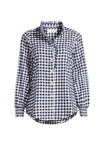 LANDS' END Flanellbluse mit R&uuml;schenkragen, Damen, size: regular, Blau, Baumwolle, by Lands' End