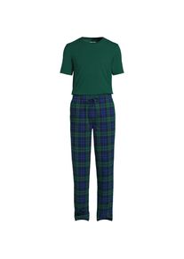 LANDS' END Jersey-Pyjamaset, Herren, size: regular, Blau, Elasthan/Baumwoll-Mischung, by Lands' End