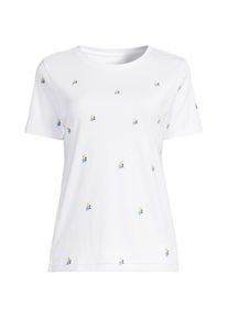 LANDS' END Besticktes Supima Rundhalsshirt in Plus-Gr&ouml;&szlig;e, Damen, size: plus, Wei&szlig;, Baumwolle, by Lands' End
