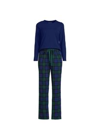 Gemustertes Pyjama-Set aus Baumwoll-Jersey, Damen, size: regular, Blau, Elasthan/Baumwoll-Mischung, by Lands' End