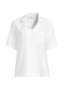 LANDS' END Kurz&auml;rmelige Musselin-Bluse, Damen, size: regular, Wei&szlig;, Baumwolle, by Lands' End