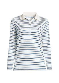 LANDS' END Supima-Poloshirt mit langen &Auml;rmeln f&uuml;r Damen in Petite-Gr&ouml;&szlig;e, Damen, size: petite, Elfenbein, Baumwolle, by Lands' End