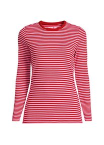LANDS' END Langarmshirt aus mikrofeinem Baumwollripp f&uuml;r Damen, Damen, size: regular, Rot, Baumwolle/Elasthan, by Lands' End