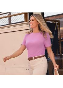 LANDS' END Supima Kurzarm-Shirt mit rundem Ausschnitt f&uuml;r Damen, Damen, size: regular, Pink, Baumwolle, by Lands' End