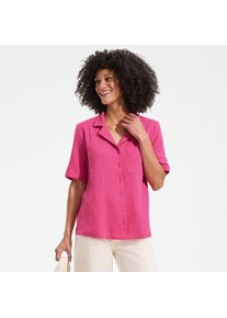 LANDS' END Kurz&auml;rmelige Musselin-Bluse, Damen, size: regular, Pink, Baumwolle, by Lands' End