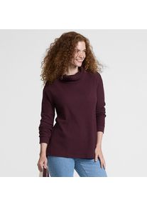 LANDS' END Langer Waffelstrick-Pullover mit Wasserfallkragen, Damen, size: regular, Rot, Baumwoll-Mischung/Polyester-Mischung, by Lands' End
